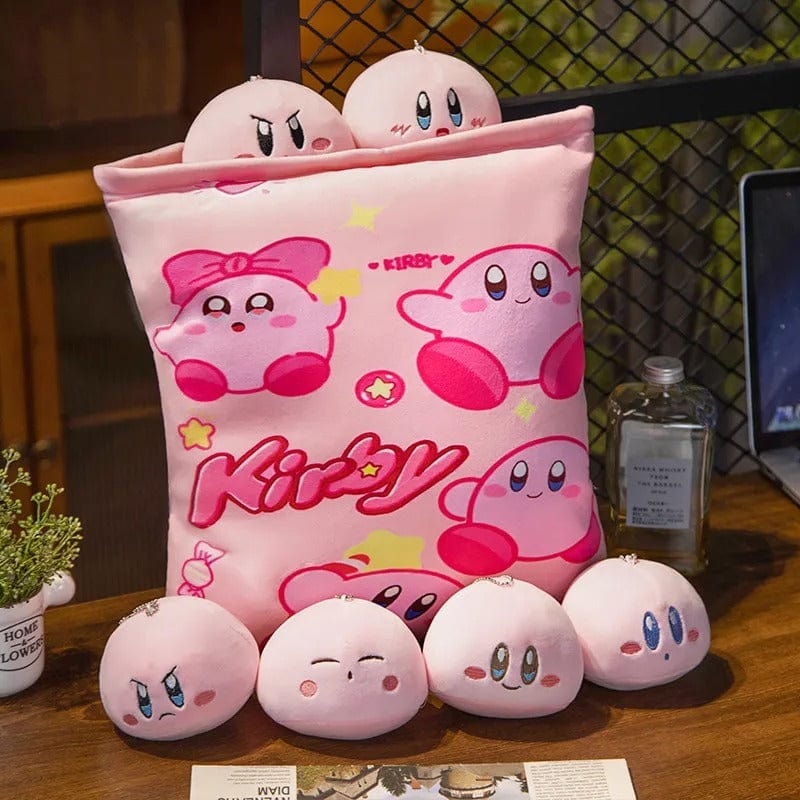 Pink Plush Cushion with Six Mini Plush Toys – Character-Inspired Design
