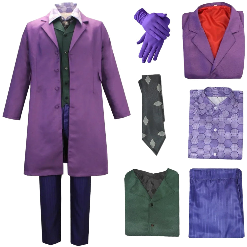 Adult Joker Cosplay Costume Set with Coat