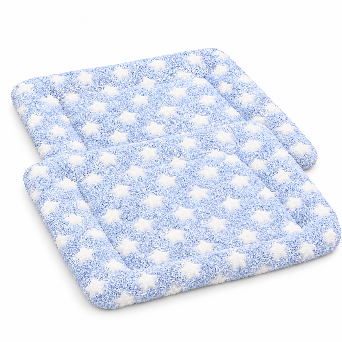 Pet bed mat pack of 2, blue with white stars