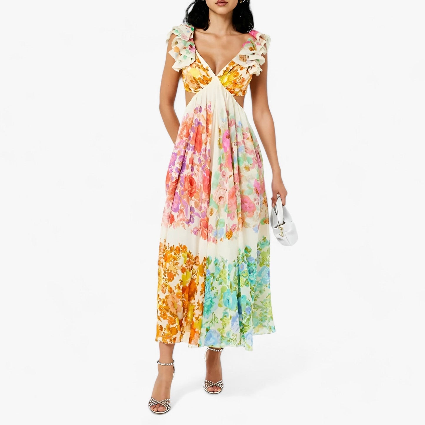 Chic Floral Maxi Dress with Ruffles