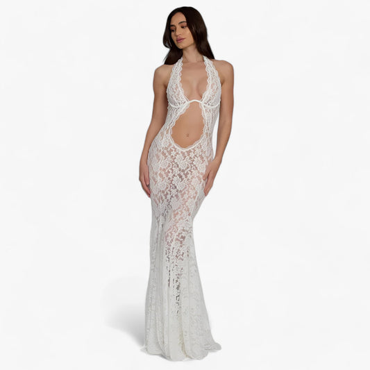 Chic Backless Lace Maxi Dress