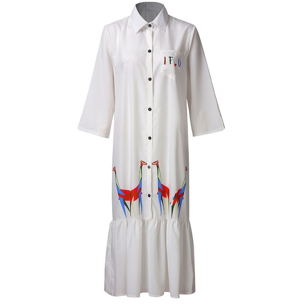 Artistic Giraffe Print Maxi Dress