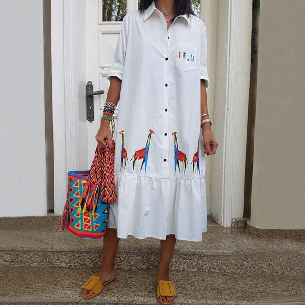 Artistic Giraffe Print Maxi Dress