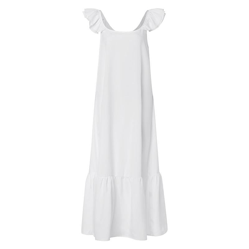 Charming Ruffled Shoulder Maxi Dress