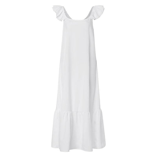 Charming Ruffled Shoulder Maxi Dress