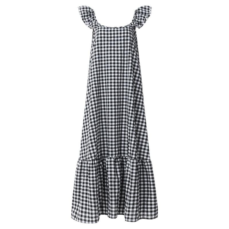 Charming Ruffled Shoulder Maxi Dress