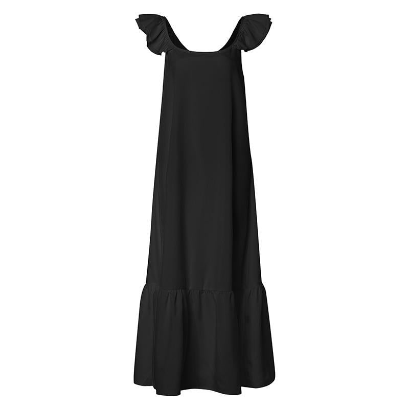 Charming Ruffled Shoulder Maxi Dress