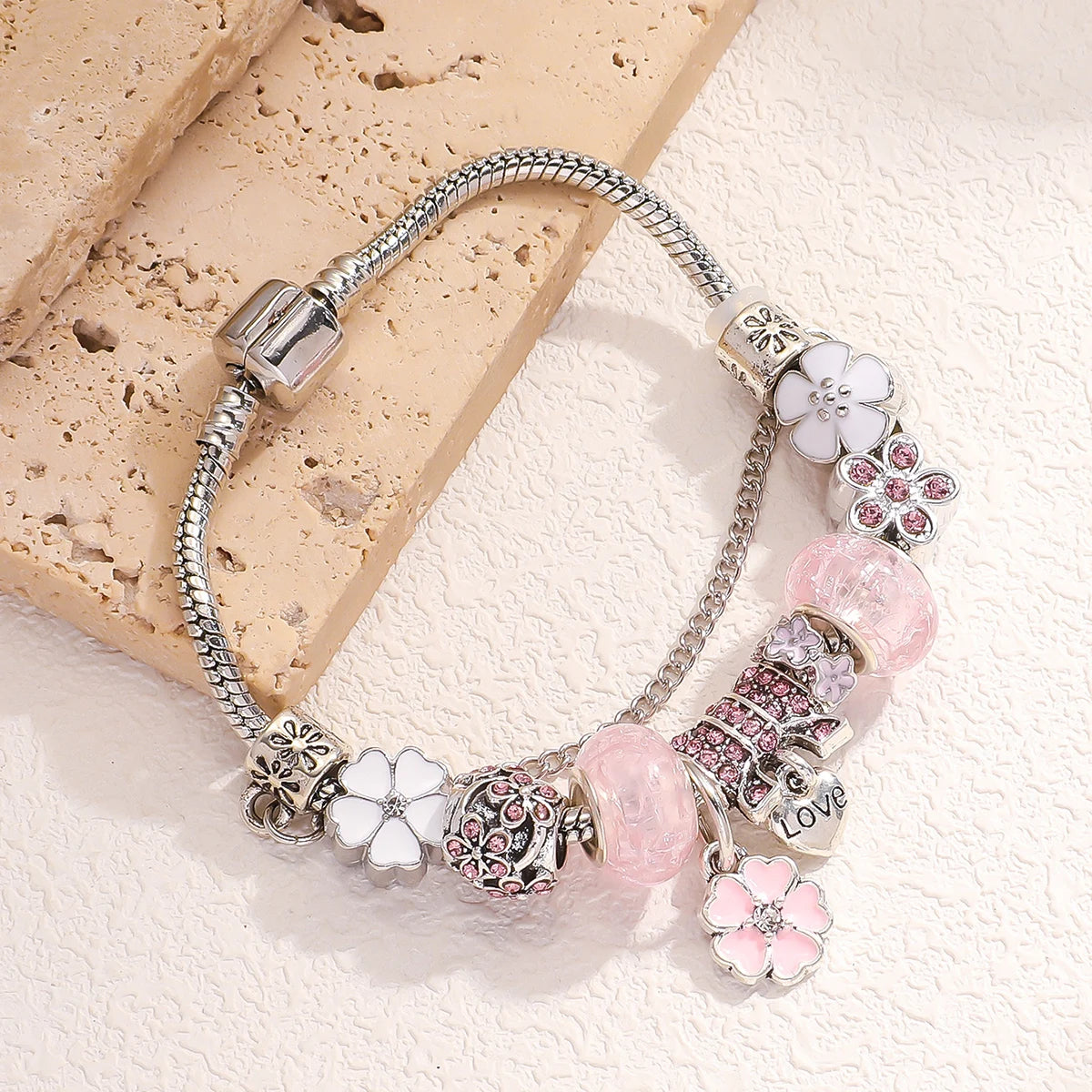 Peach Blossom Charm Bracelet