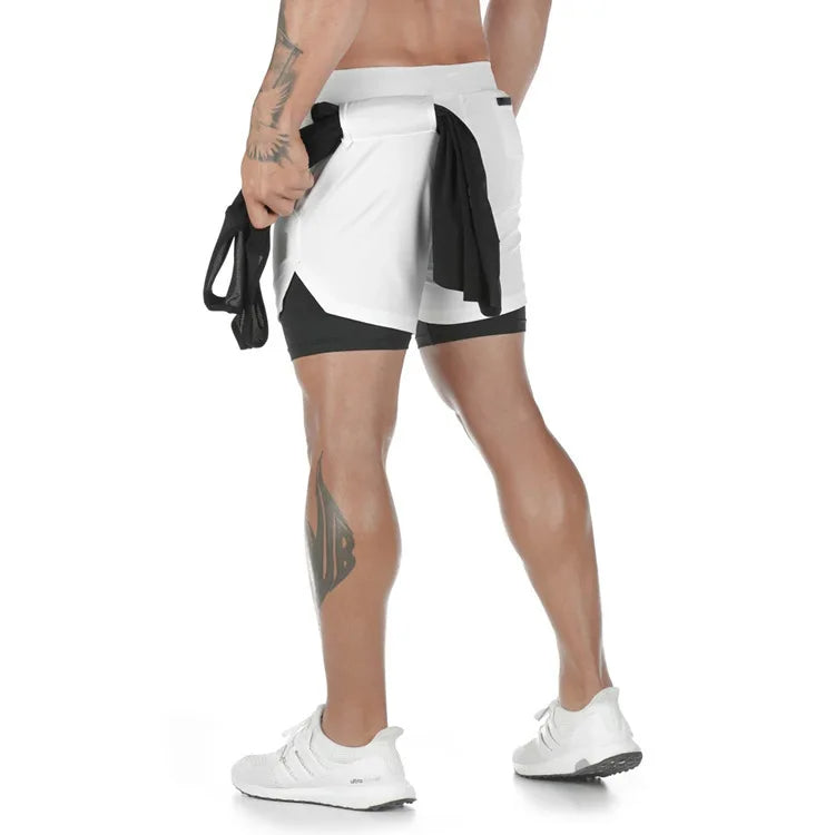 Men’s 2-in-1 Quick-Dry Training Shorts – Double Layer for Sport & Casual Use