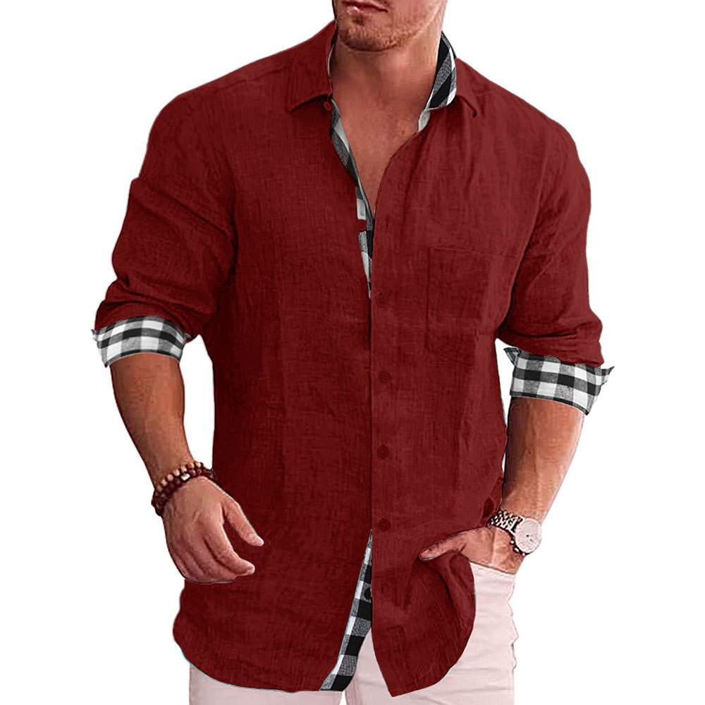 Men's Long Sleeve Shirt with Classic Collar
