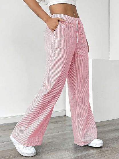 Striped Wide Leg Casual Pants for Women
