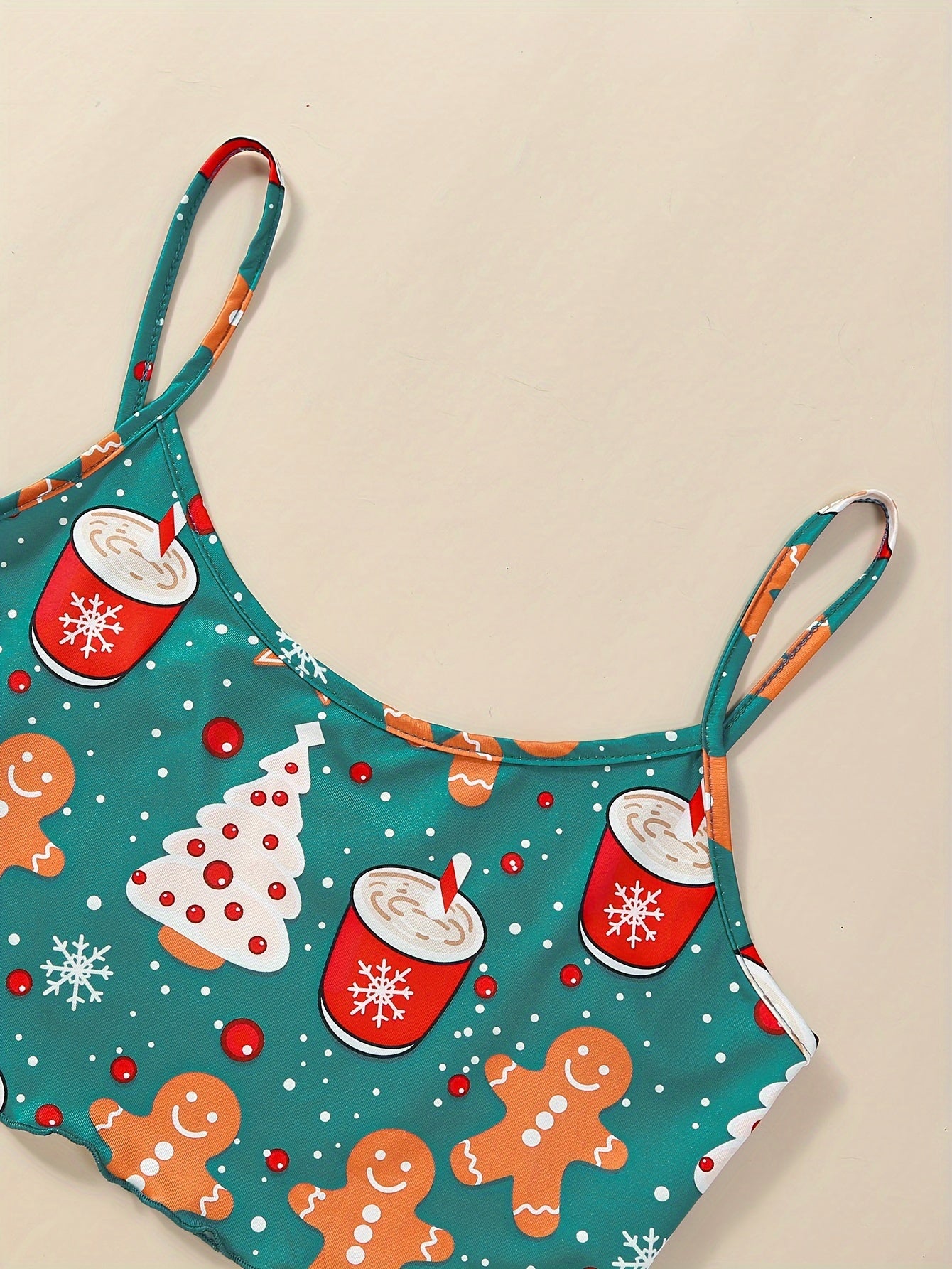 Two-Piece Holiday Pajama Set with Christmas Print