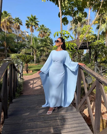 Elegant High-Waist Round Neck Long Dress