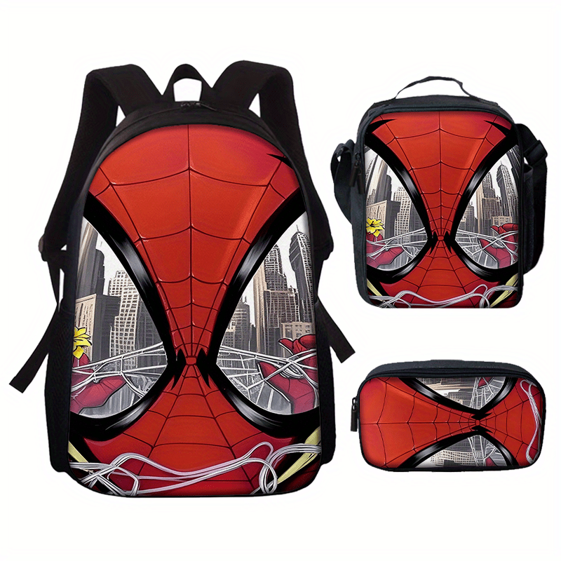 3-Piece Backpack Set with Red Web Design