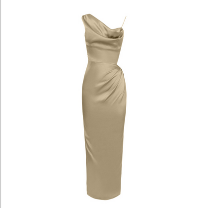 Chic Chocolate Brown Asymmetrical Maxi Dress