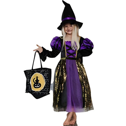 Girls LED Light-Up Purple Witch Costume Set