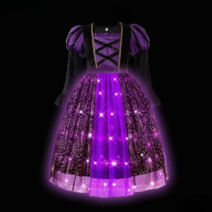 Girls LED Light-Up Purple Witch Costume Set