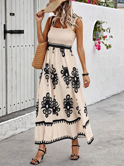 Elegant Apricot Sleeveless Maxi Dress