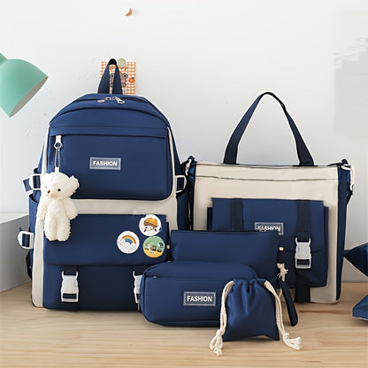 5-Piece Backpack Set with Minimalist Design – Includes Matching Accessories