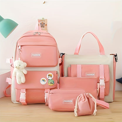 5-Piece Backpack Set with Minimalist Design – Includes Matching Accessories