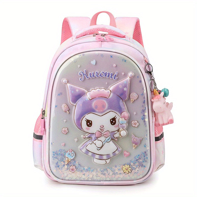 Character Print Double Shoulder Backpack with Zipper Closure