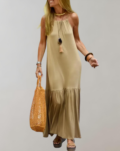 Elegant Wide Hem Suspender Dress