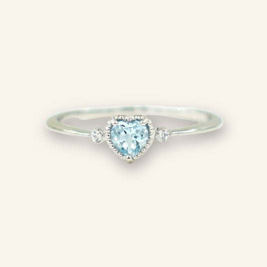 Ocean Glow Cubic Zircon Heart Ring