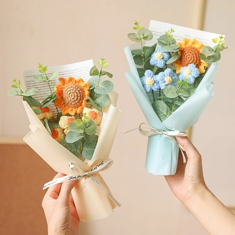 Handmade Sunflower Daisy Crochet Bouquet - Eternal Flower Gift