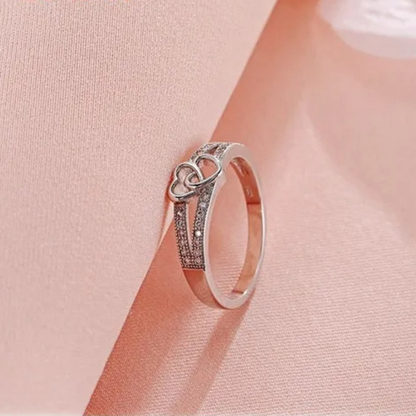 925 Sterling Silver Cross Love Heart Ring