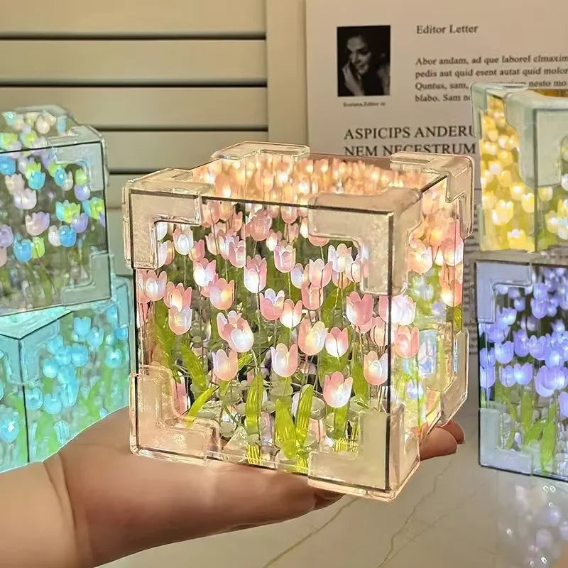 DIY 3D Tulip Cube Lamp Kit with LED Light