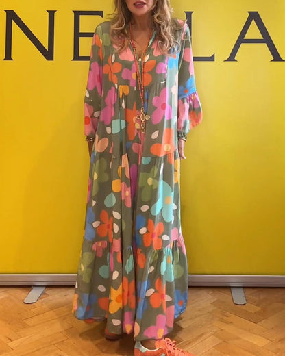 Chic Noa™ Floral Maxi Dress with Bell Sleeves