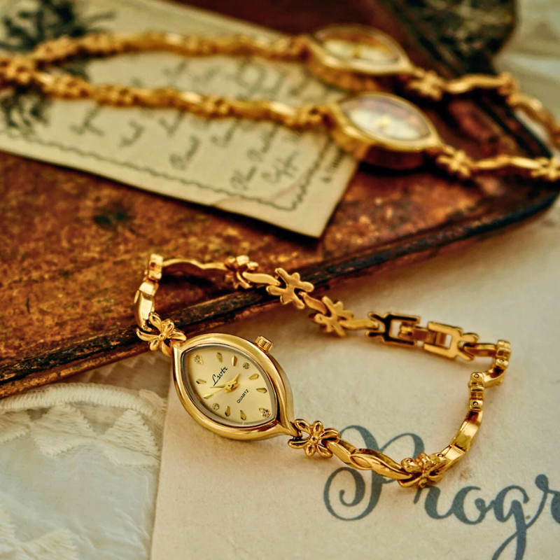 Floral Vintage Gold Watch