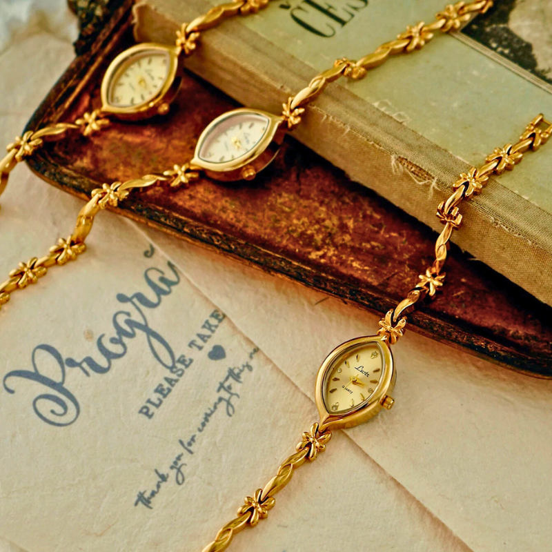 Floral Vintage Gold Watch