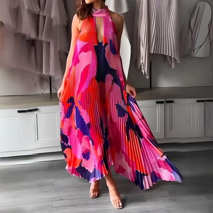 Vibrant Halter Neck Maxi Dress