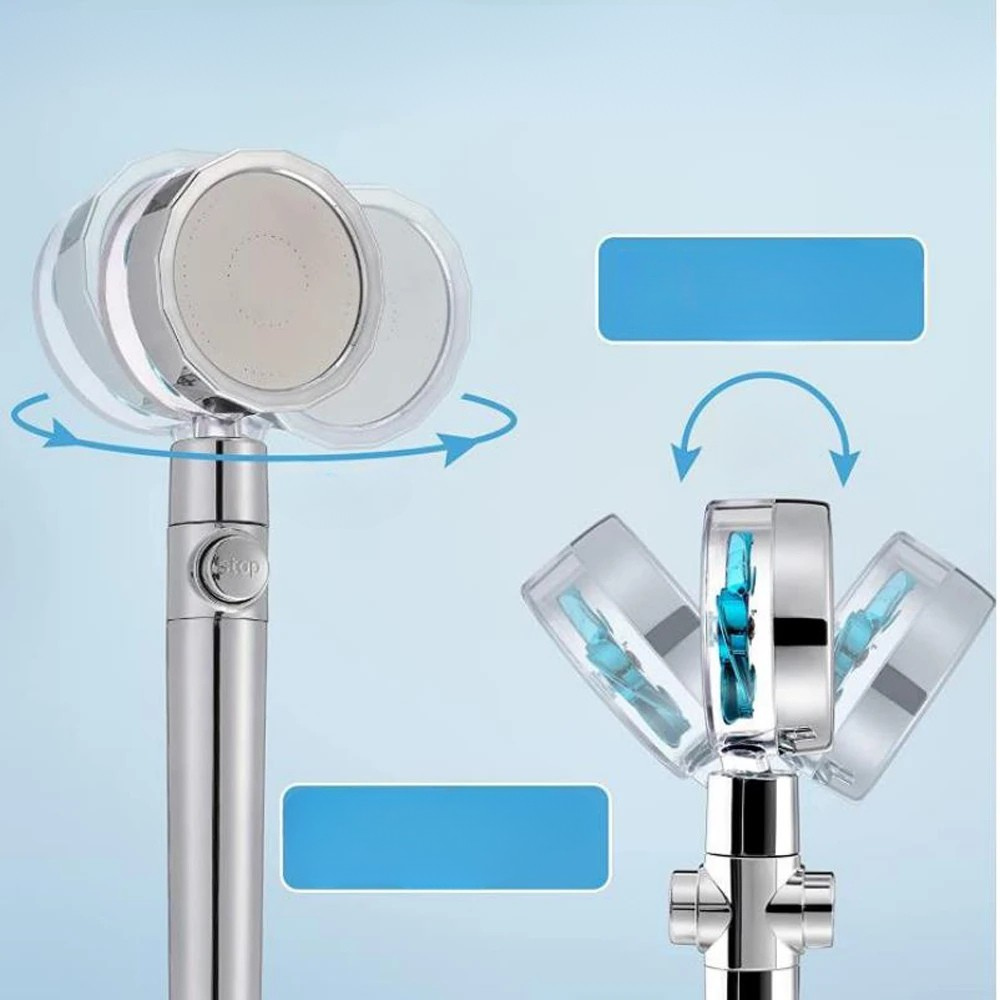 High-Pressure Handheld Turbo Fan Showerhead with Filters