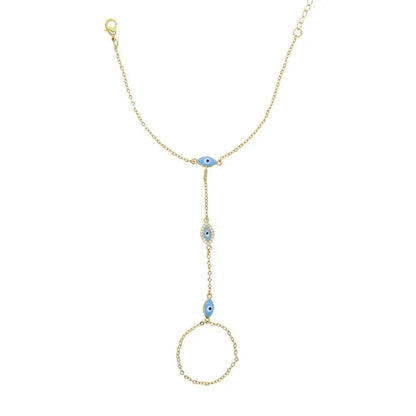 Enamel Evil Eye Hand Chain Bracelet