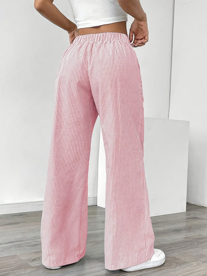 Striped Wide Leg Casual Pants for Women