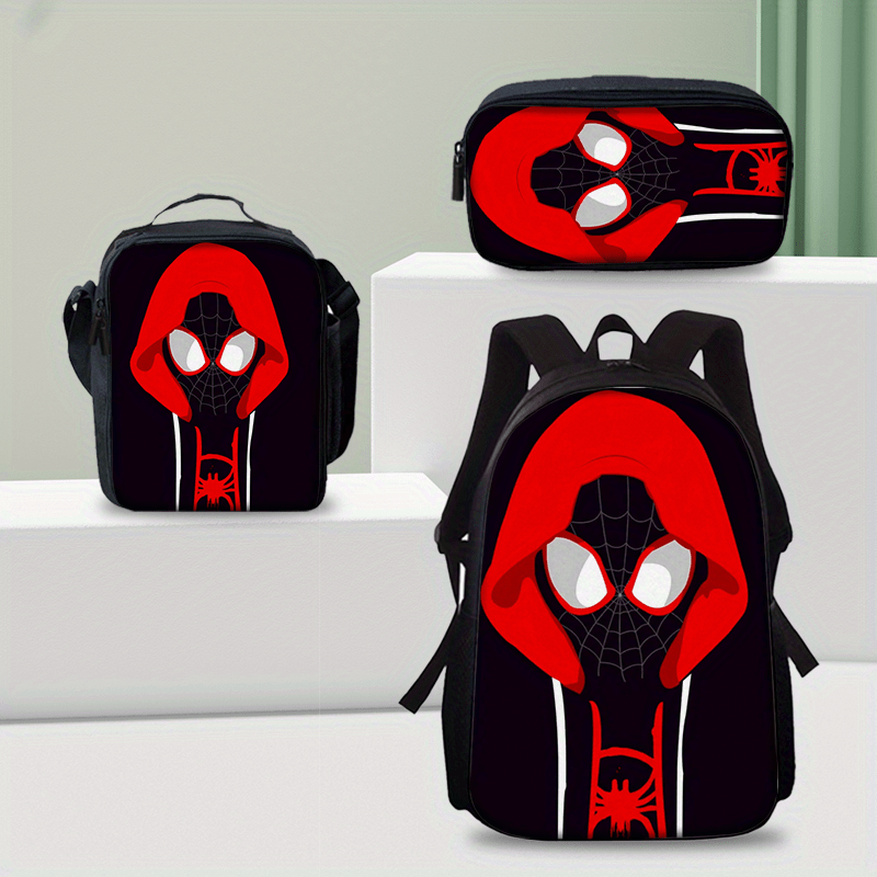 Cartoon Daypack Backpack with Zipper Closure – 3-Piece Set