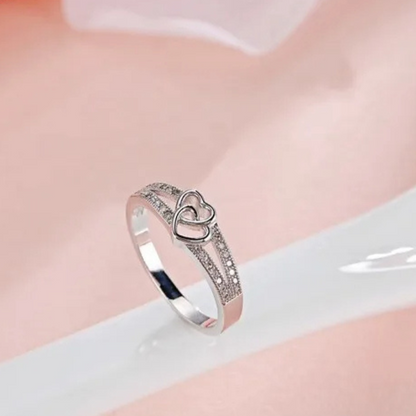 925 Sterling Silver Cross Love Heart Ring