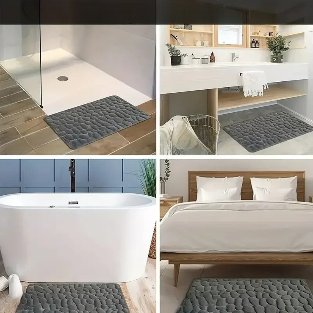 Non-Slip 3D Cobblestone Memory Foam Bath Mat