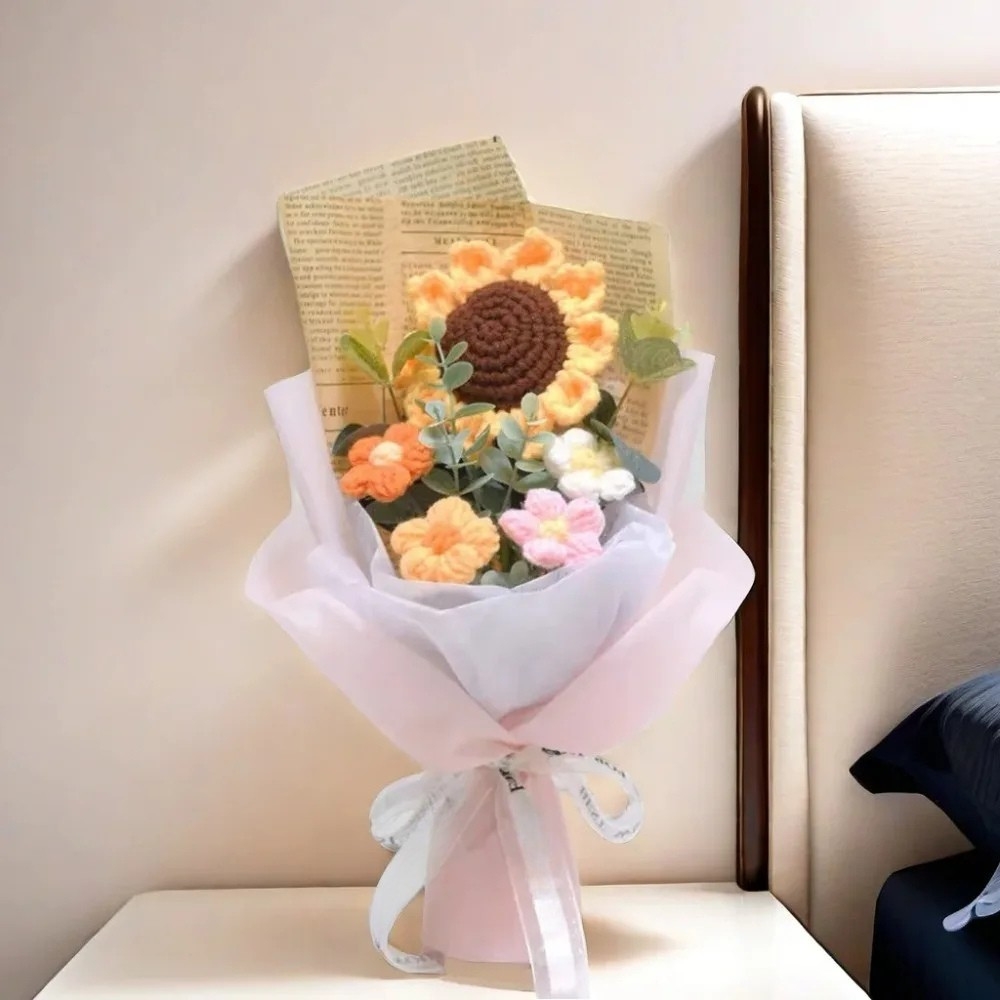 Handmade Sunflower Daisy Crochet Bouquet - Eternal Flower Gift