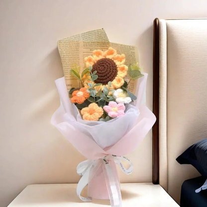 Handmade Sunflower Daisy Crochet Bouquet - Eternal Flower Gift
