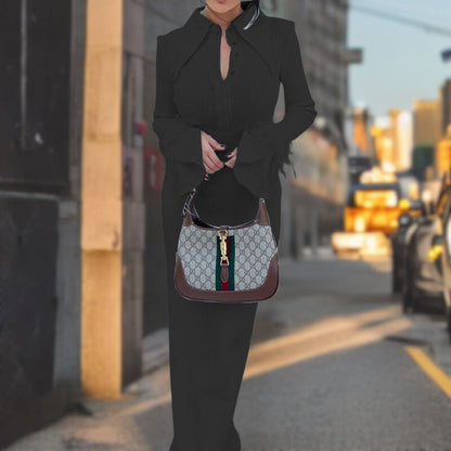 Elegant Feather-Embellished Long Dress