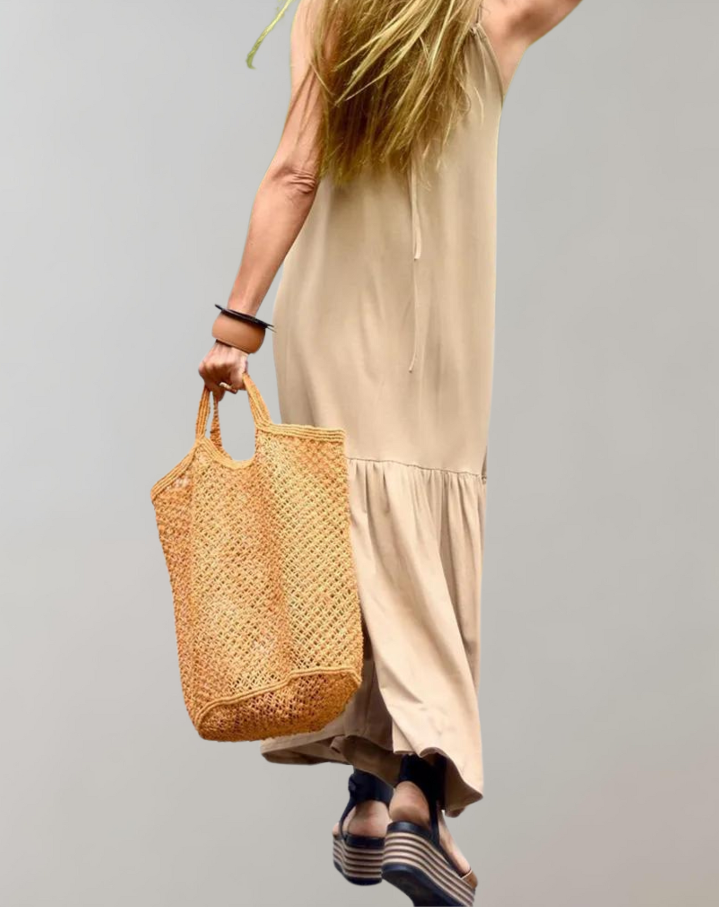 Elegant Wide Hem Suspender Dress