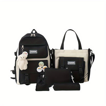 5-Piece Backpack Set with Minimalist Design – Includes Matching Accessories