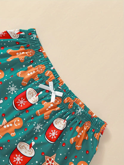 Two-Piece Holiday Pajama Set with Christmas Print