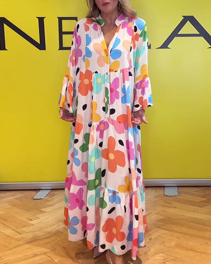 Chic Noa™ Floral Maxi Dress with Bell Sleeves