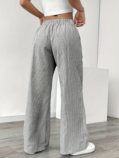 Striped Wide Leg Casual Pants for Women