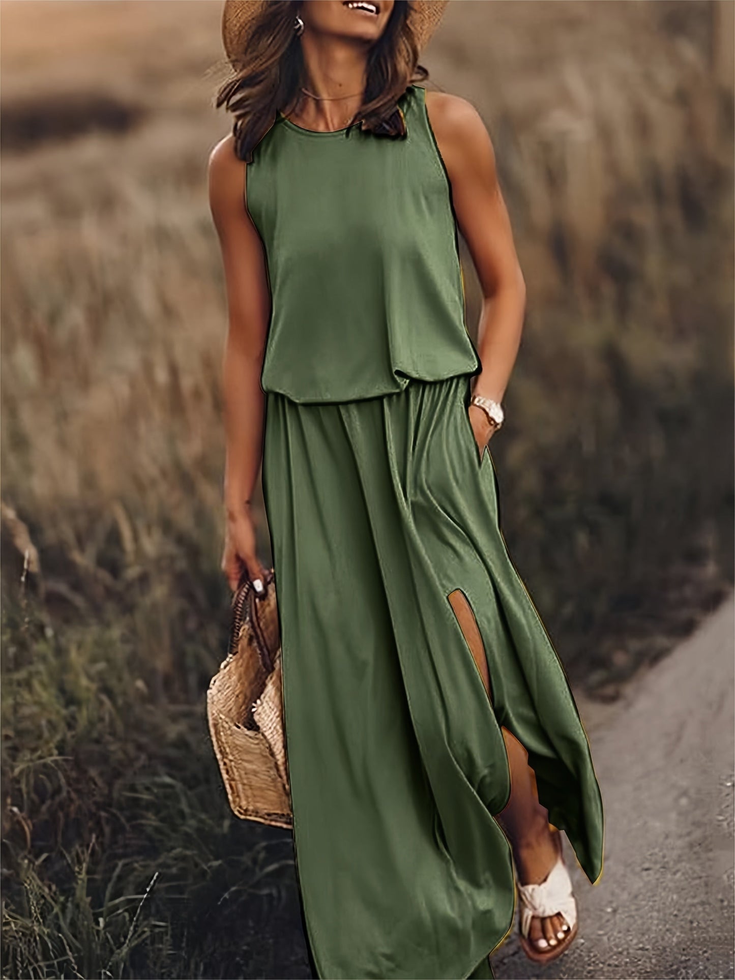 Elegant Boho Maxi Dress - Sleeveless & Stylish