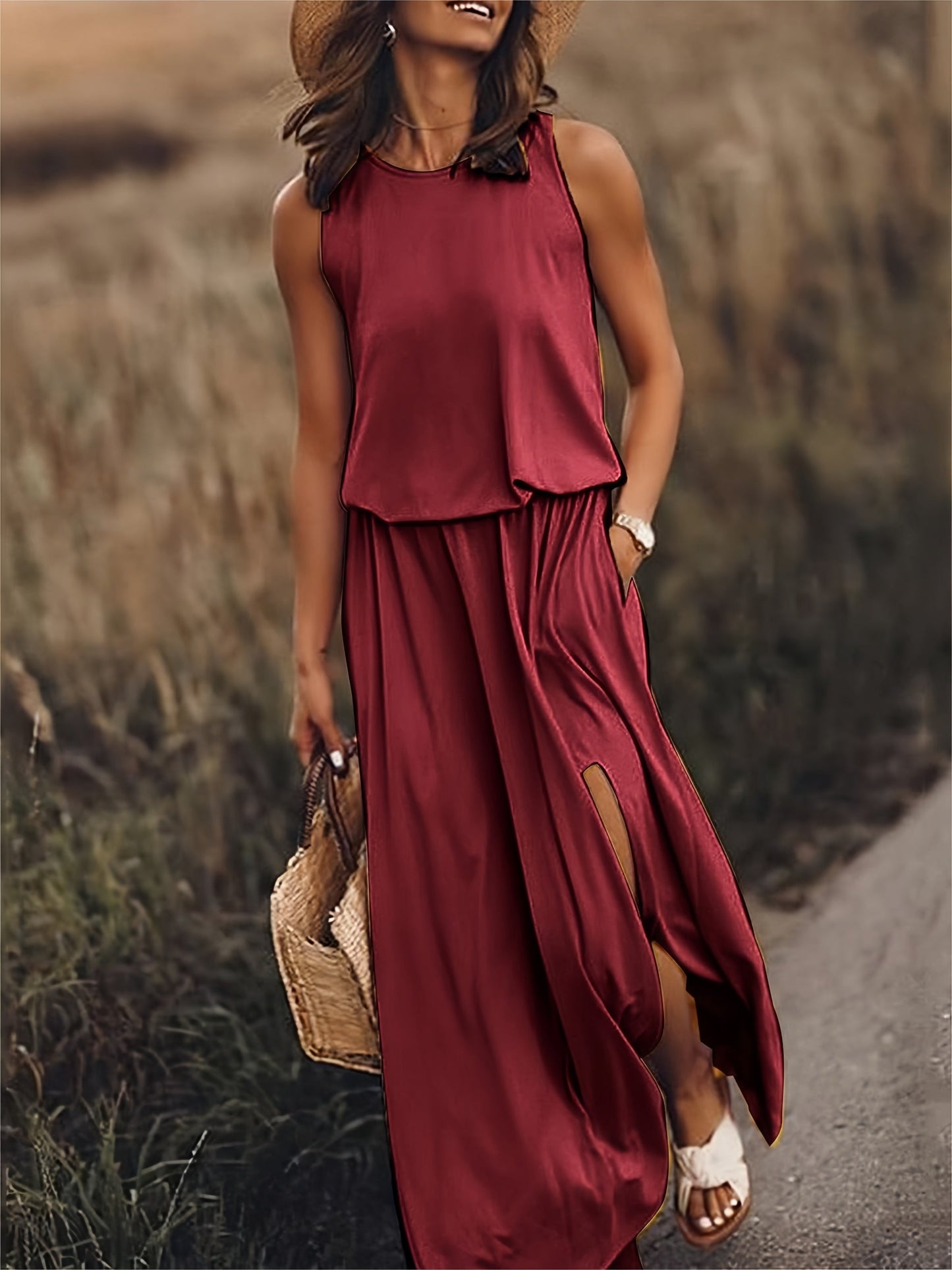 Elegant Boho Maxi Dress - Sleeveless & Stylish